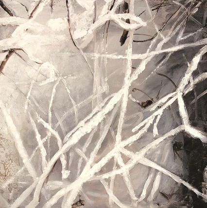 Winter tree branches with ice and snow